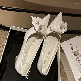 Dress Shoes Flower Design Women Pumps Solid Color Comfy Fashion Summer Outdoor Party Pointed Toe Low Heels Sapato