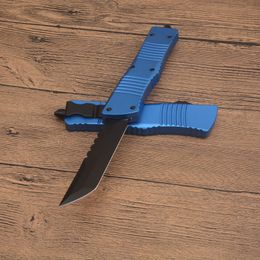 Special Offer H9621 High End AUTO Tactical Knife VG10 Two-tone Black Double Edge Blade CNC Blue Aviation Aluminium Handle Outdoor Survival Knives with Nylon Bag