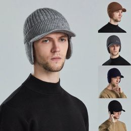 Berets Elastic Warm Knitted Hat Winter Mens Thickened Wool Outdoor In Autumn And
