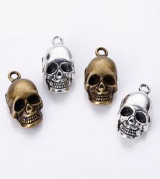 100pcsbag Ancient Silver Bronze 2012mm Skeleton Skull Charms Pendants Designer Jewellery Making Necklace Bracelet Accessories 6096303