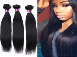 Peruvian Virigin Hair Straight 4Bundles Human Hair Extensions Natural Black Peruvian Silk Straight Hair Human Hair Weaves Peruvian4220072