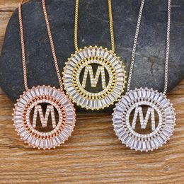 Chains AIBEF 26PCS/Lot A-Z 3 Colours Initial Letter Necklace Micro Pave CZ Pendant Name Necklaces Copper Women Charm Statement Jewellery