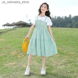 Girl's Dresses Summer Fashion Girl Dress 2024 Princess Childrens School Leisure Latte Dress Childrens Clothing Teenage Birthday Westido 6 8 10 12 14 Q240418