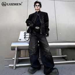 Men's Tracksuits LUZHEN 2024 Fashion High Street Two-piece Sets Original Design Loose Straight Jeans Trendy Denim Outerwear Spring LZ1522