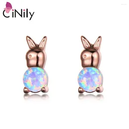 Stud Earrings CiNily Lovely Blue&Pink Studs For Women Girls Rose Gold Plated Dainty Opal Stone Animal Cute Jewellery