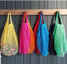 Mesh Net Shopping Bags Fruits Vegetable Portable Foldable Cotton String Reusable Turtle Bags Tote for Kitchen Sundries sea shippin3185746