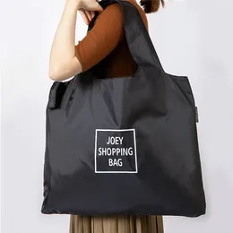 Storage Bags Foldable Supermarket Shopping Bag High Capacity Ripstop Grocery Tote Women Shoulder Shopper Waterproof Black Nylon Handbags