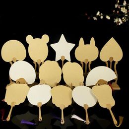 Decorative Figurines Mini Rice Paper Fan With Tassel DIY Blank Wedding And Party Gift Home Decoration Multiple Shapes