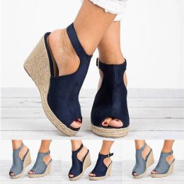 Sandals Plus Size 3543 Platform Sandals Wedges Shoes for Women Heels Sandalias Mujer Summer Clog Womens Zapatos De Hombre E12