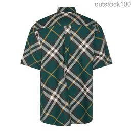 Women Men Luxury Fine Buurberlyes Clothes Trendy Mens Green Cotton Shirt with Brand Original Logo Business Breathable Lapel Casual Tops