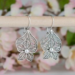 Dangle Earrings Retro Simple Hollow Flower Leaf European And American Ladies Wholesale