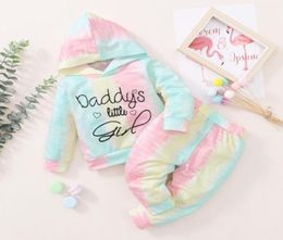 Clothing Sets Infant Toddler Born Baby Girl Clothes Tie Dye Side Pink Coat Hoodie Top Sweatshirt Pants Leggings Outfits Set Hooded5154557