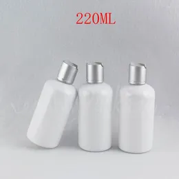 Storage Bottles 220ML White Round Shoulder Plastic Bottle 220CC Makeup Sub-bottling Lotion / Shampoo Packaging ( 30 PC/Lot )