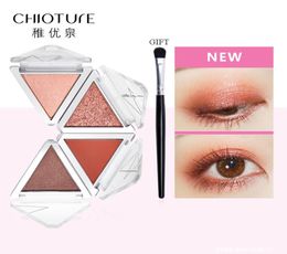 CHIOTURE 4 Colours Eyeshadow Palette Makeup Cosmetics Glitter Metallic Nude Green Orange Soft Professional Mini Shadow Kit1656498