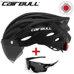Cycling Caps Masks CAIRBULL Ultralight Cycling Safety Helmet Outdoor Bike Helmet With Taillight Removable Lens Visor Mountain Road Bicycle Helmet L48