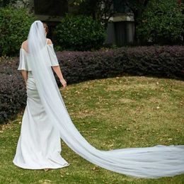 Wedding Hair Jewelry Elegant Bridal Veil with Comb 3 Meter 1 Layer/2 Layer/3 layer White Ivory Simple Bride Cathedral Veils Wedding Accessories