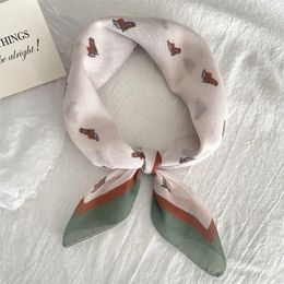 Scarves Cotton Korean Simple Cute Horse For Women Fruits Printed Square Hair Scarf Headband Summer Accessories Lovely Neckerchief