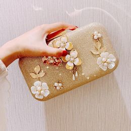 Evening Bags Flower Bag Clutch Women Clutches Wedding Party Purse Pearl Handbags Gold Drop