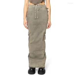 Skirts For Women 2024 Spring Washed Old Women's Half Skirt Pure Cotton Back Slit Denim Buttocks Long
