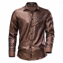 Men's Dress Shirts Fashion Casual Long Sleeve Sparkle Male Vintage Shirt 70s Disco Nightclub Party Tuxedo