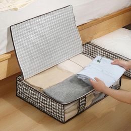 Storage Bags Houndstooth Cotton Quilt Bag Large Dust Proof And Clothing Box Clothes Shelf Organiser Tub