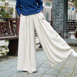 Ethnic Clothing 2024 Spring Summer Cotton Linen Bottoms Zen Retro Loose Yoga Pants Casual Meditation Chinese Style For Women