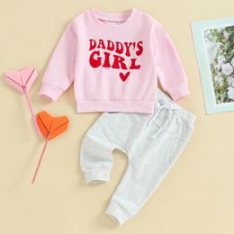 Clothing Sets Born Infant Baby Girls Clothes Letters Heart Print Long Sleeve Sweatshirt Pants Outfit 2Pcs Autumn