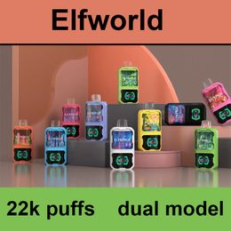 ELFWORLD Puff 22000 22K Puffs Disposable Vape E cigarette ELF WORLD desechable Vaper Tornado Electronic Cigarette dual mode led screen airflow adjustable Bar