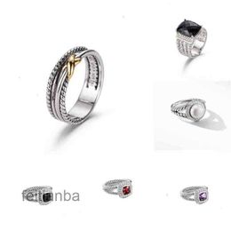 Ring Designer Band Rings Dy Twisted Two-color Cross Women Fashion Platinum Plated Black Thai Silver Hot Selling Jewellery M230404