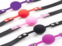 Party Decoration 6Colors Lock Fetish Handcuffs Silicone Ball Gag Open Mouth Toy Bdsm Bondage Restraints Chastity Game5158734