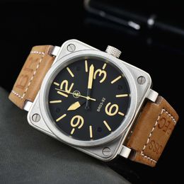 bell and ross 2023 Wristwatches Men Automatic Mechanical Watch Bell Brown Leather Black Rubber Ross Wristwatches Multifunction Six Stitches vm04 high quality