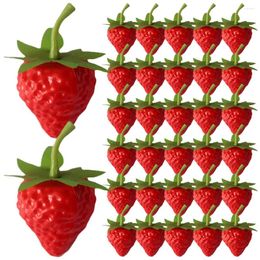 Party Decoration 40 Pcs Simulated Strawberry Pretend Play Toys Realistic Strawberries Fruit Kids' Supplies Cognition Plastic Model Playset