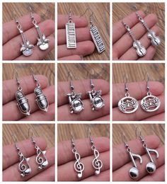 Charm Musical Jewellery Earrings Musical Note Microphone Drum Guitar Violin Shaped Dangle Drop Earrings For Girls Women8790721