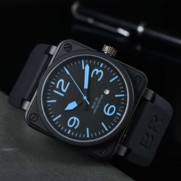 bell and ross 2023 mens BR Model Sport Rubber Strap automatic mechanical Bell Luxury Multifunction Watch Business Stainless Steel Man Ross Square men Wristwatches h