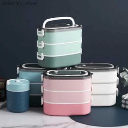 Bento Boxes Stainless steel multi-layer lunch box sealed and leak proof microwave oven heating convenient handle bento box lunch box L49