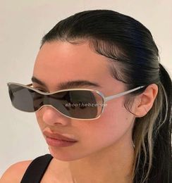 Sunglasses STB niche Y2K metal streamlined futuristic one piece UV400 for men and women2998252