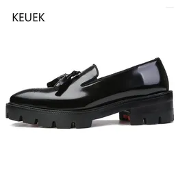 Casual Shoes Luxury Classic Men Oxford Genuine Leather Loafers British Brogue Male Tassels Flats Mocassin Dress 2C