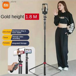 Selfie Monopods Selfie Stick Alloy Desktop Camera Quadrupod Stand USB Charging Bluetooth 360 Rotation PTZ Handheld Selfie Stick Y240418P9PQ