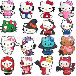 15colors halloween gothic cats Anime charms wholesale childhood memories game funny gift cartoon charms shoe accessories pvc decoration buckle soft rubber clog