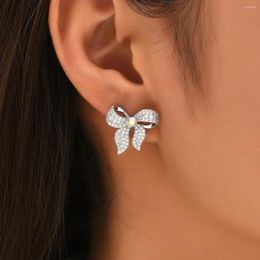 Stud Earrings JF 2024 Original Design Delicate Light Luxury Micro Inset Zircon Bow For Women