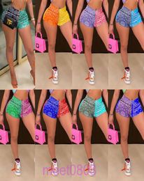 2021 new Summer Shorts Printed Splicing girl skinny casual pants Multicolor fashion tight shorts Women Designers Clothes style4375603