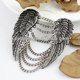 Brooches Wholesale-Fashion Arrival Wholesale Punk Style Alloy Tassels Wing Brooch