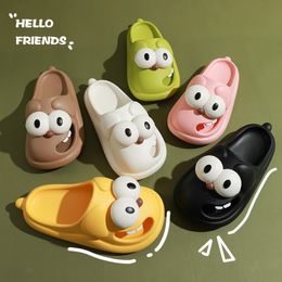 Big eyed dog slippers cute cartoon home for women in summer indoor anti slip thick soles with a sense of stepping on feces and fun to wear on the head 22