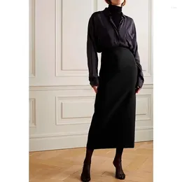 Skirts Mid-length Women Autumn And Winter High Waist Black Slim Midi Skirt
