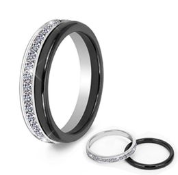 2pcsSet Classic Black Ceramic Ring Beautiful Scratch Proof Healthy Material Jewellery For Women With Bling Crystal Fashion Ring4783542