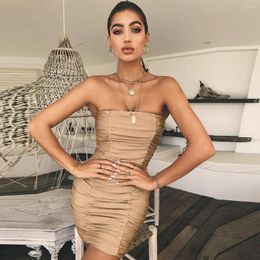 Casual Dresses Pleated European And American Foreign Trade Women's Clothing Sexy Tube Dress