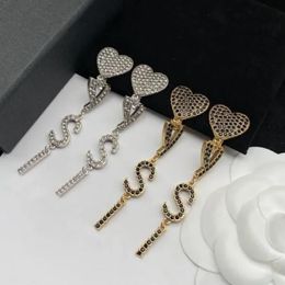 Trendy brand CZ diamond letter dangle earring ear cuff classic designer Tassel earrings jewelry women lady party wedding lovers gi316g