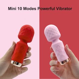 10 Modes Powerful Vibration Mini Vibrator Usb Charging Handheld Body Massager Clitoris GSpot Vibrators Sex Toy Women AV Wand 240412