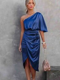 Summer Silk Satin Single Shoulder Long Dres Fashion Elegant Celebrity Dresses Evening Dress Party Clothes Ladies 2024 240409