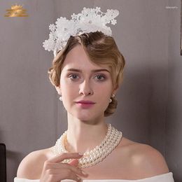 Berets Spring Fedoras Hat Female Summer British Elegant Hairband Girls White Wedding Bride Headdress Lady Party B-8218